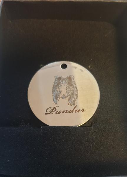 Hundemarke rund 35mm - mit Logo- und Textgravur